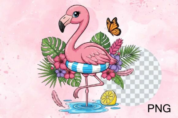 Download Summer Beach Flamingo Illustration PNG - Premium Bundle